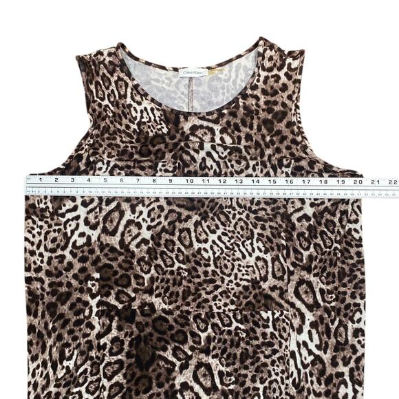 Calvin Klein NWT Leopard Print Sleeveless Jersey Hi-Low Sundress SZ 16W - Picture 7 of 9